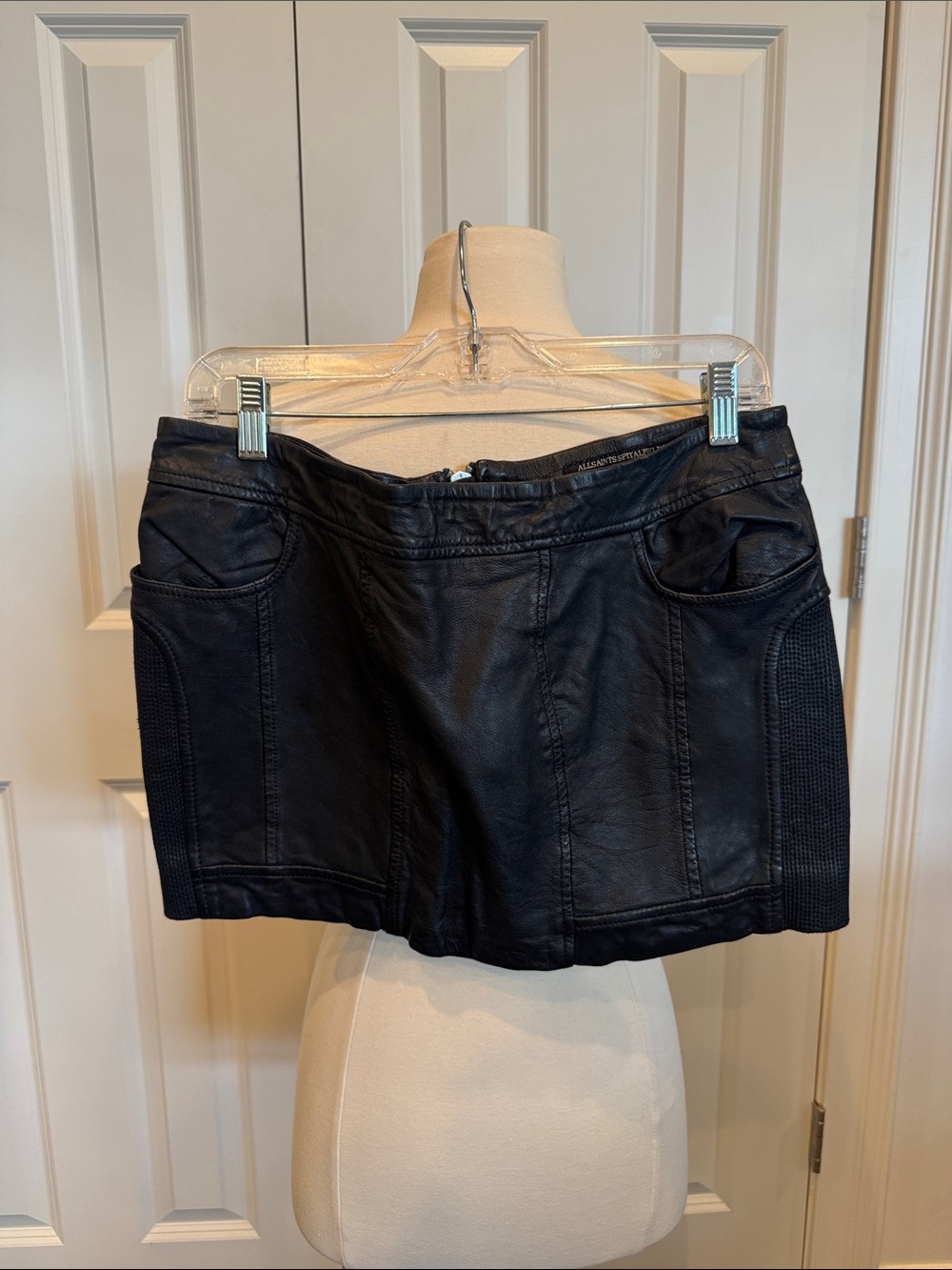 AllSaints Black Leather Mini Skirt